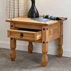 Corona 1 Drawer Lamp Table - Distressed Waxed Pine