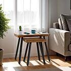 Quebec Wave Edge Nest Of Tables - Medium Oak Effect