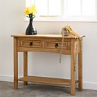 Corona 2 Drawer Console Table With Shelf - Distressed Waxed Pine