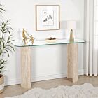 Modena Console Table - Clear Glass/Cream Marble Effect