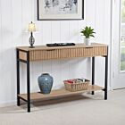 Miami 2 Drawer Console Table - Oak Effect/Black