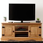 Corona 2 Door Flat Screen TV Unit - Distressed Waxed Pine