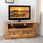 Corona 2 Drawer Flat Screen TV Unit (No Shelf) - Distressed Waxed Pine