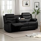 Roma 3 Seater Recliner Sofa - Black Faux Leather