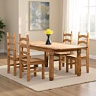 Corona Extending Dining Set (X4 Chairs) - Distressed Waxed Pine