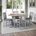 Oxford Extending Dining Set (X4 Chairs) - Grey/Natural Oak/Grey Fabric