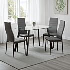 Abbey Small Dining Set (X4 Chairs) - Clear Glass/Grey/Grey Faux Leather