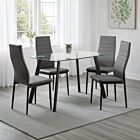 Abbey Small Dining Set (X4 Chairs) - Clear Glass/Grey/Grey Faux Leather