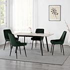Avery Extending Dining Set (X4 Chairs) - Concrete/Emerald Green Velvet