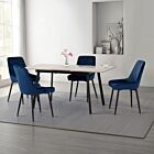 Avery Extending Dining Set (X4 Chairs) - Concrete/Sapphire Blue Velvet