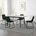 Avery & Lukas Extending Dining Set (X4 Chairs) - Concrete/Emerald Green Velvet