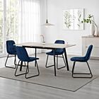 Avery & Lukas Extending Dining Set (X4 Chairs) - Concrete/Sapphire Blue Velvet
