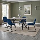 Athens Rect & Lukas Dining Set (X4 Chairs) - Concrete/Sapphire Blue Velvet