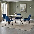 Athens Rect & Avery Dining Set (X4 Chairs) - Concrete/Sapphire Blue Velvet