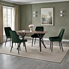 Athens Rect & Avery Dining Set (X4 Chairs) - Medium Oak Effect/Emerald Green Velvet