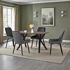 Athens Rect & Avery Dining Set (X4 Chairs) - Medium Oak Effect/Grey Velvet