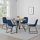 Athens Round & Lukas Dining Set (X4 Chairs) - Concrete/Sapphire Blue Velvet