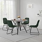 Athens Round & Lukas Dining Set (X4 Chairs) - Concrete/Emerald Green Velvet