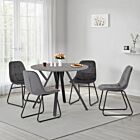 Athens Round & Lukas Dining Set (X4 Chairs) - Concrete/Grey Velvet