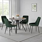 Athens Round & Avery Dining Set (X4 Chairs) - Concrete/Emerald Green Velvet