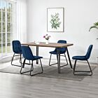 Quebec Wave & Lukas Dining Set (X4 Chairs) - Medium Oak Effect/Sapphire Blue Velvet