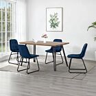 Quebec Straight & Lukas Dining Set (X4 Chairs) - Medium Oak Effect/Sapphire Blue Velvet