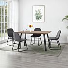 Quebec Straight & Lukas Dining Set (X4 Chairs) - Medium Oak Effect/Grey Velvet