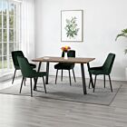 Quebec Straight & Avery Dining Set (X4 Chairs) - Medium Oak Effect/Emerald Green Velvet