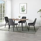 Quebec Straight & Avery Dining Set (X4 Chairs) - Medium Oak Effect/Grey Velvet
