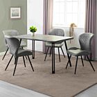 Quebec Wave Edge Dining Set (X4 Chairs) - Concrete Effect/Grey Faux Leather