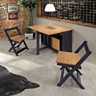 Santos Butterfly Dining Set (X4 Chairs) - Navy Blue/Distressed Waxed Pine