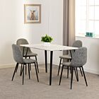 Marlow & Athens Dining Set (X4 Chairs) - White Marble/Grey Faux Leather