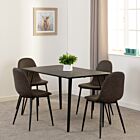 Marlow & Athens Dining Set (X4 Chairs) - Black Marble/Brown Faux Leather