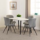 Marlow & Quebec Dining Set (X4 Chairs) - White Marble/Grey Faux Leather
