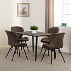 Marlow & Quebec Dining Set (X4 Chairs) - Black Marble/Brown Faux Leather