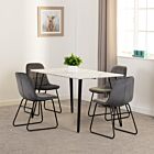 Marlow & Lukas Dining Set (X4 Chairs) - White Marble/Grey Velvet