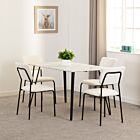 Marlow & Sheldon Dining Set (X4 Chairs) - White Marble/Ivory Boucle Fabric