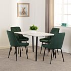 Marlow & Avery Dining Set (X4 Chairs) - White Marble/Emerald Green Velvet