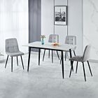 Fenton Dining Set (X4 Chairs) - White/Light Grey Fabric