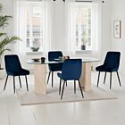 Modena & Avery Dining Set (X4 Chairs) - Cream/Sapphire Blue Velvet