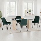 Modena & Avery Dining Set (X4 Chairs) - Cream/Emerald Green Velvet