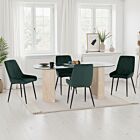 Modena & Avery Dining Set (X4 Chairs) - Cream/Emerald Green Velvet