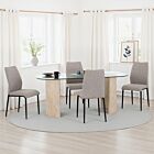 Modena & Chilton Dining Set (X4 Chairs) - Cream/Grey Fabric