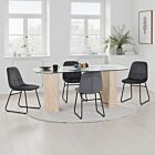Modena & Lukas Dining Set (X4 Chairs) - Cream/Grey Velvet