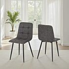 Fenton Dining Chair (X2 Per Box) - Dark Grey Suede Fabric