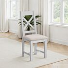 Windsor Cross Back Dining Chair (X2 Per Box) - Pebble Grey/Oat Fabric