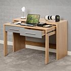Seville 2 Drawer Slider Desk - Grey Gloss/Light Oak Effect Veneer