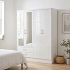 Nevada 4 Door 2 Drawer Wardrobe - White Gloss