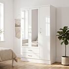 Nevada 3 Door 2 Drawer Wardrobe - White Gloss