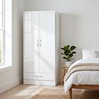 Nevada 2 Door 1 Drawer Wardrobe - White Gloss